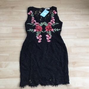 Black embroidered dress
